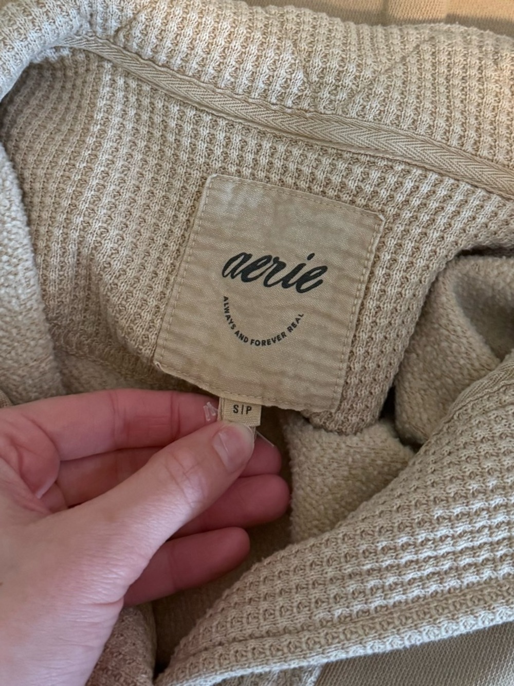 Aerie Oversized Getaway Quarter Snap Sweatshirt Koko Brown, size S, like new! - Picture 4 of 5